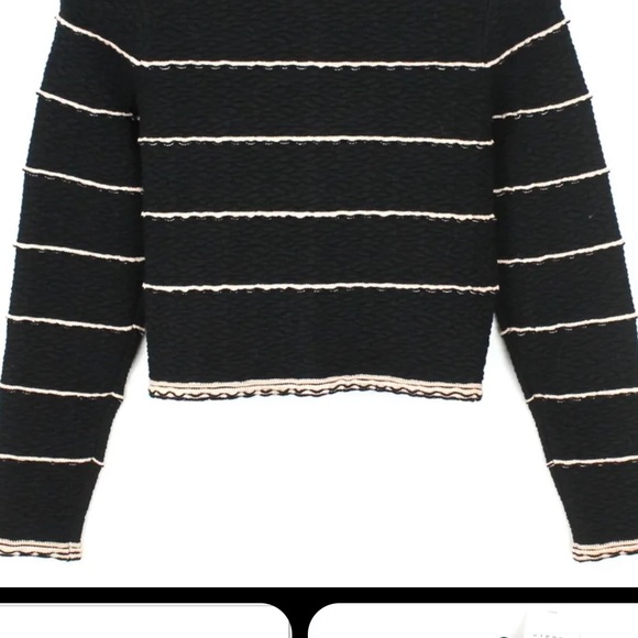 SANDRO Women's Cropped Striped Polo Collar Textured (Ginny & Georgia) - Picture 2 of 3